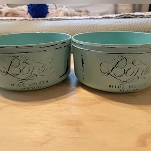 Turquoise mason jar dog bowls